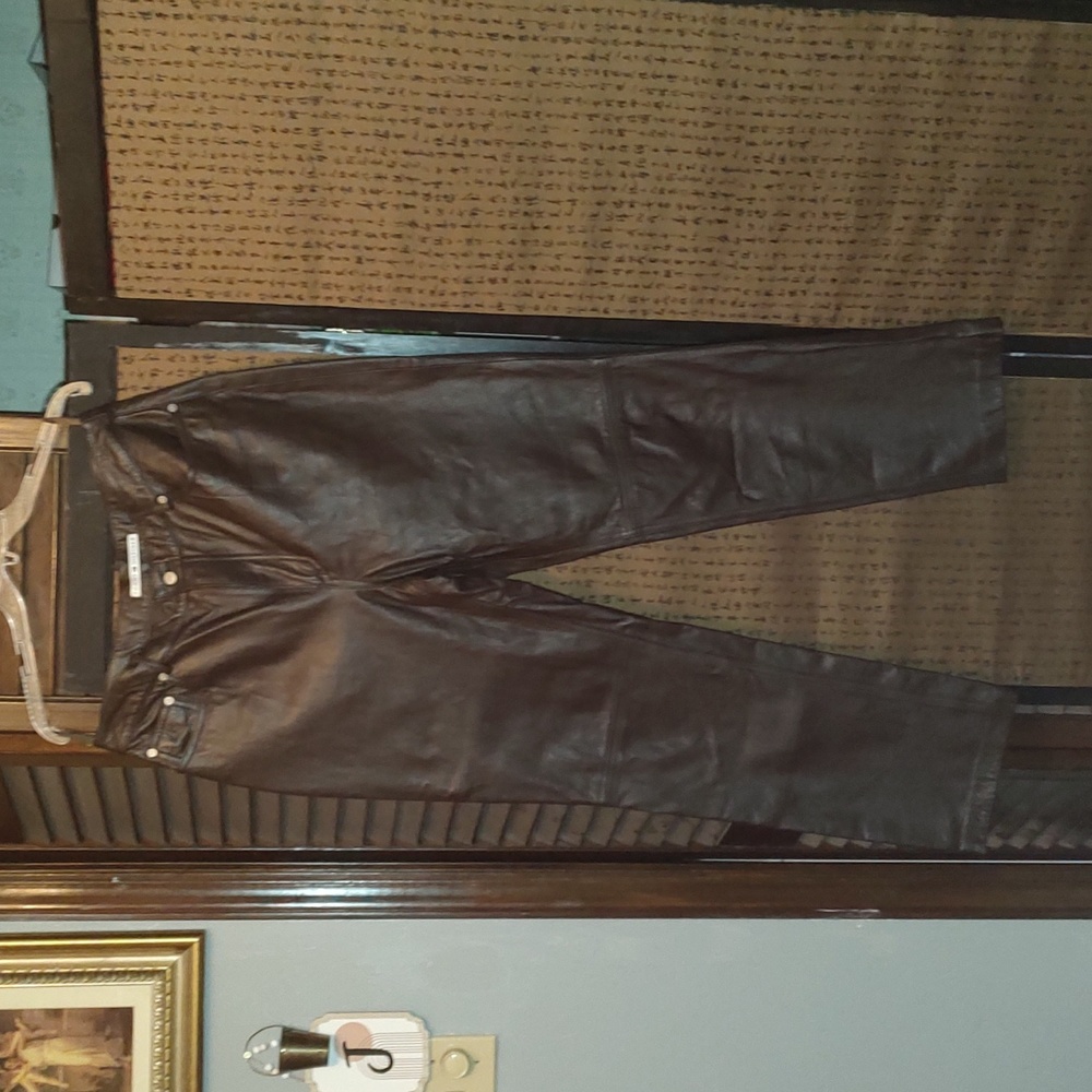 Tommy Hilfiger Brown Leather Pants size 14 Womans